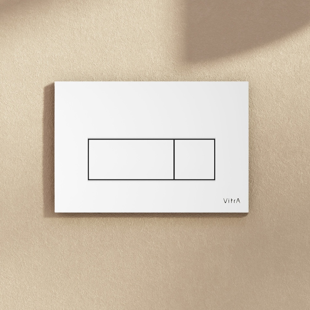 VitrA Loop Square White Mechanical Dual Flush Plate Lifestyle